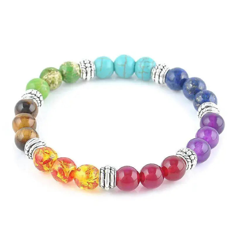 Chakra Stone Beads Pendant Necklace and Bracelet Set