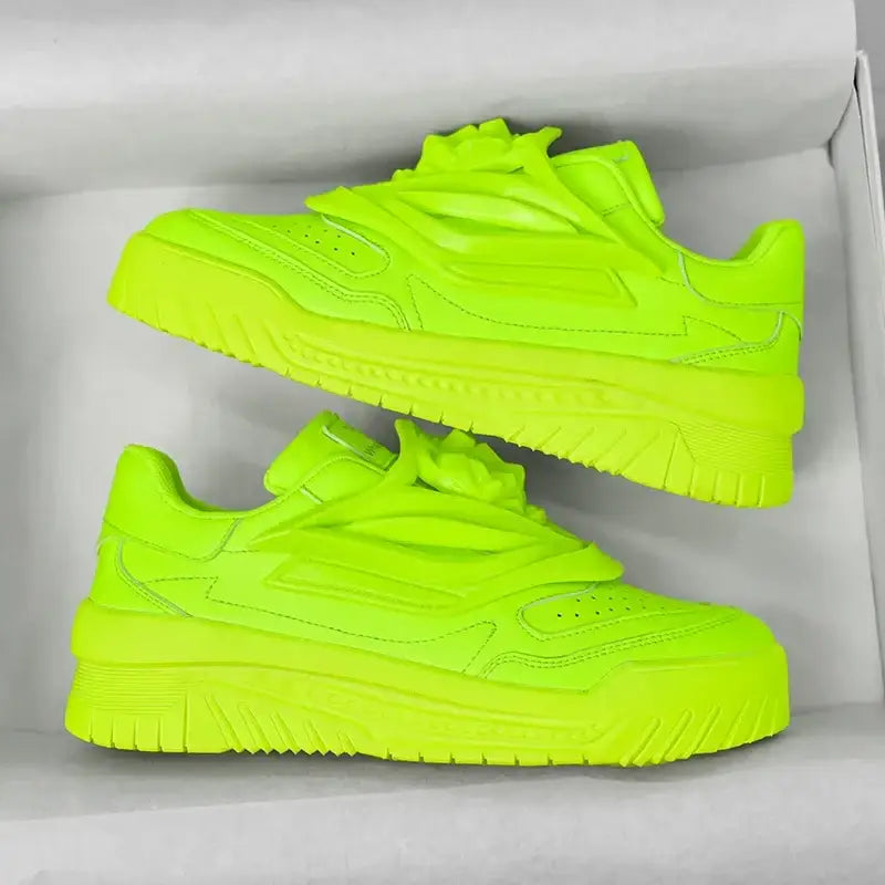 Charol Lion Face Patent Lace Up Sneakers