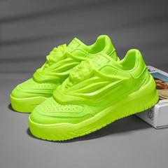 Charol Lion Face Patent Lace Up Sneakers