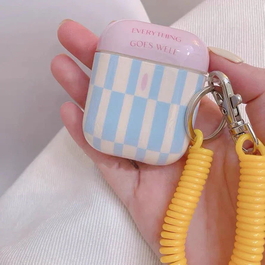 Checkerboard Earphone Case for AirPods Pink Blue Yellow