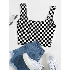 Checkerboard Plaid Pattern Tank Top