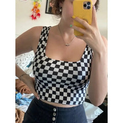 Checkerboard Plaid Pattern Tank Top