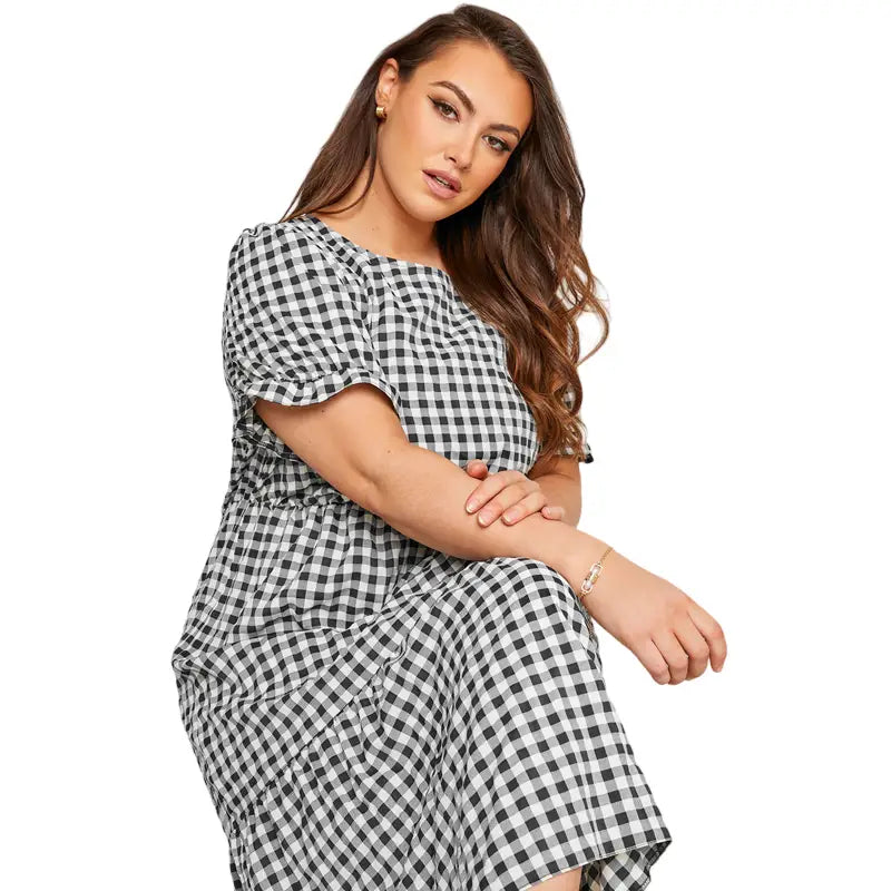 Checkered Plus Size Dress - Long