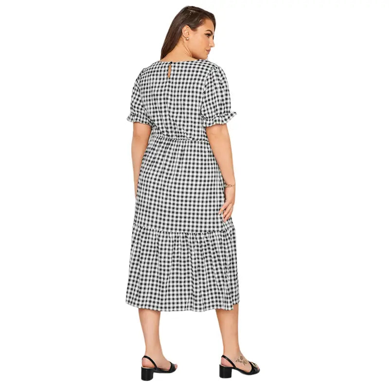 Checkered Plus Size Dress - Long