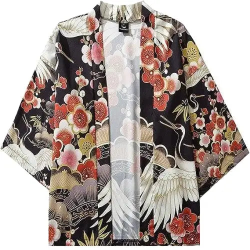 Cherry Blossom Cranes 3/4 Sleeve Kimono