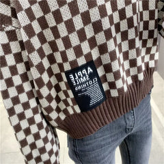 Chess Pattern Knitting Sweater