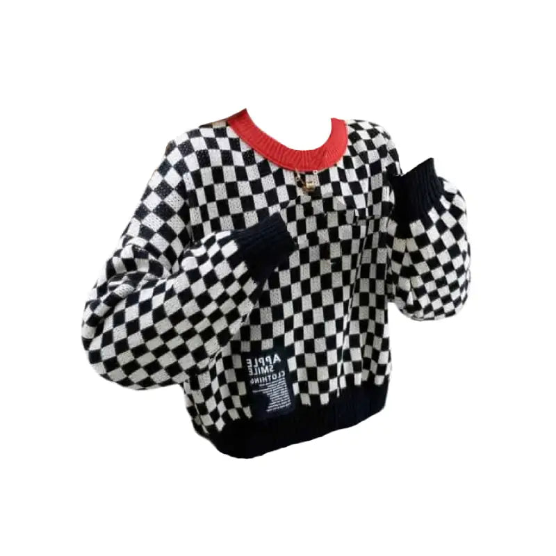 Chess Pattern Knitting Sweater