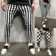 Chess Pattern Slim Black & White Pants