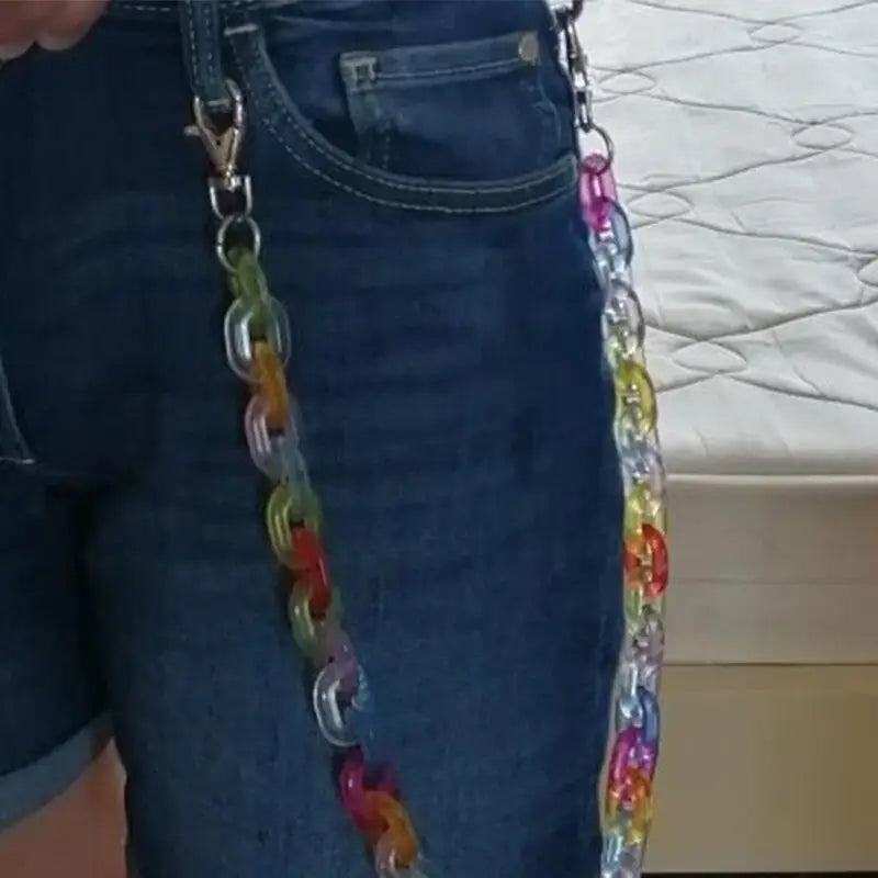 Chic Acrylic Candy-Colored Waist Chain for Pants Rainbow