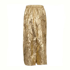 Chic High Waist Midi Slim Skirt - Gold / S
