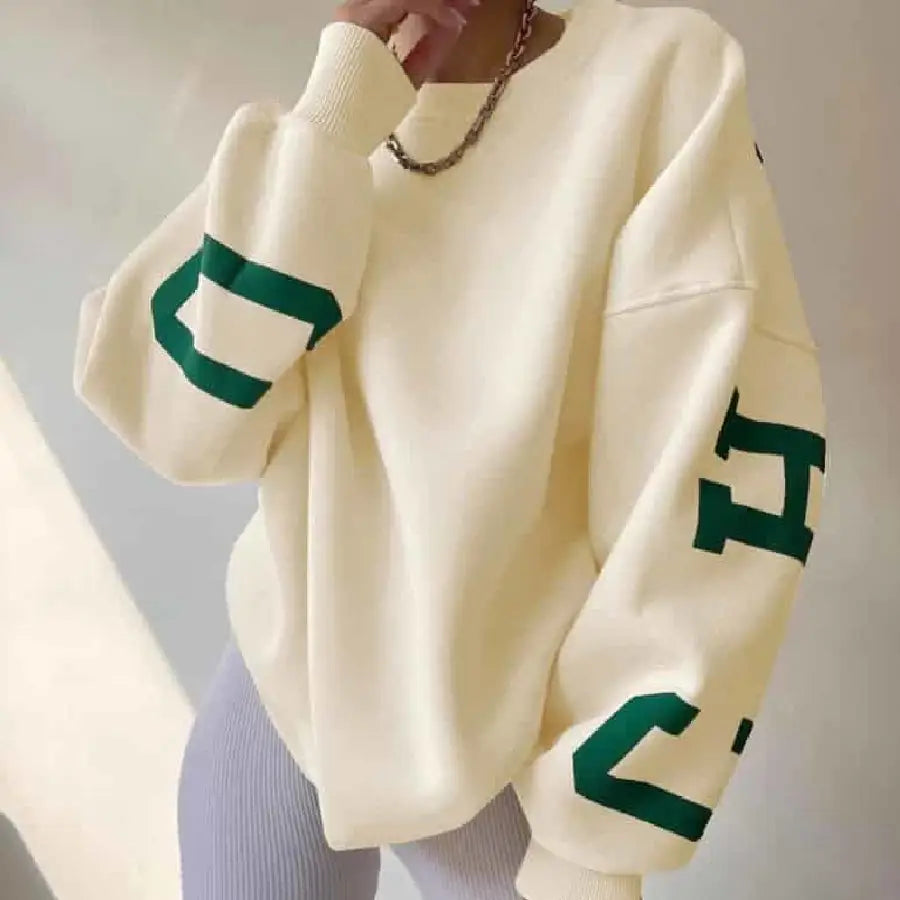 Chicago Letters Long Sleeve Loose Sweater