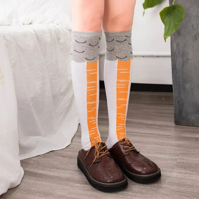 Chicken Paws Feet Socks - Gray-Orange / One Size