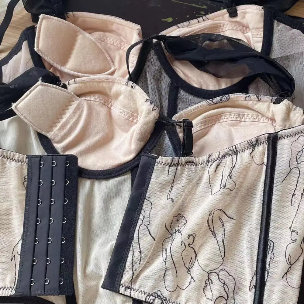 Chiffon French Retro Style Bustier Bra Corset Top