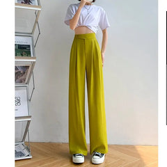 Chiffon High Waist Loose Wide Leg Pants yellow / S
