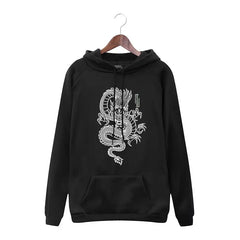 Chinese Dragon Harajuku Hoodie for Men and Women Black / M