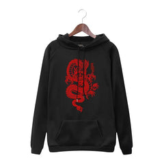Chinese Dragon Harajuku Hoodie for Men and Women Black. / S