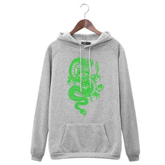 Chinese Dragon Harajuku Hoodie for Men and Women Grey / S