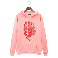 Chinese Dragon Harajuku Hoodie for Men and Women Red / L