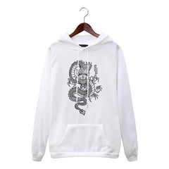 Chinese Dragon Harajuku Hoodie for Men and Women White. / L