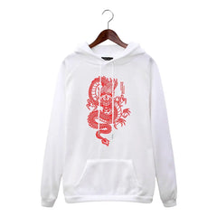 Chinese Dragon Harajuku Hoodie for Men and Women White / XL