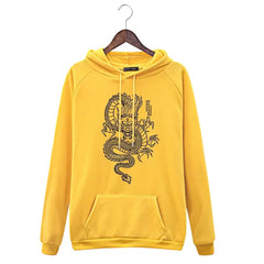 Chinese Dragon Harajuku Hoodie for Men and Women Yellow / L