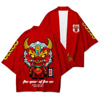 Thumbnail for Chinese Sacred Animals 3/4 Sleeve Kimono - K / S / Red -