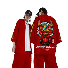 Chinese Sacred Animals 3/4 Sleeve Kimono