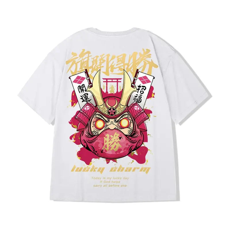 Chinese Style Lucky Daruma Oversized T-Shirts - Beige / M