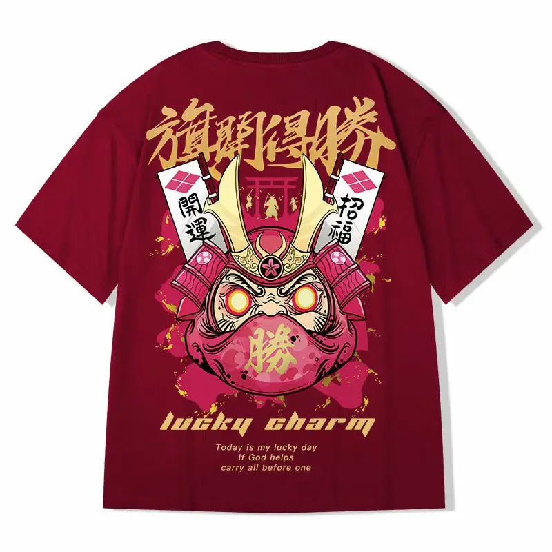 Chinese Style Lucky Daruma Oversized T-Shirts