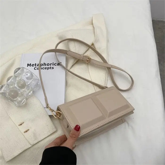 Chocolate Small Shaped Shoulder Bag 18.5 x 6.5 10 cm Khaki