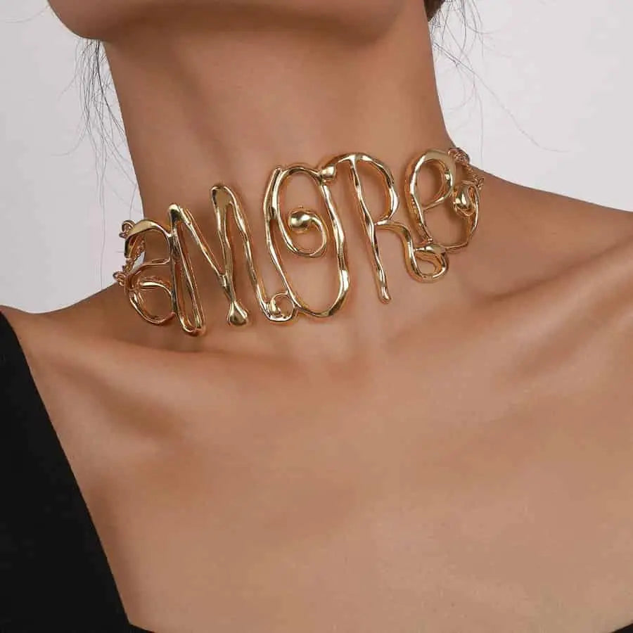 Choker Necklace Jewelry Exaggerated Letter Hip Hop