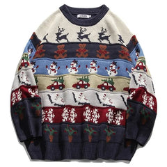 Christmas Elk Snowman Crewneck Sweaters