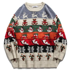 Christmas Elk Snowman Crewneck Sweaters