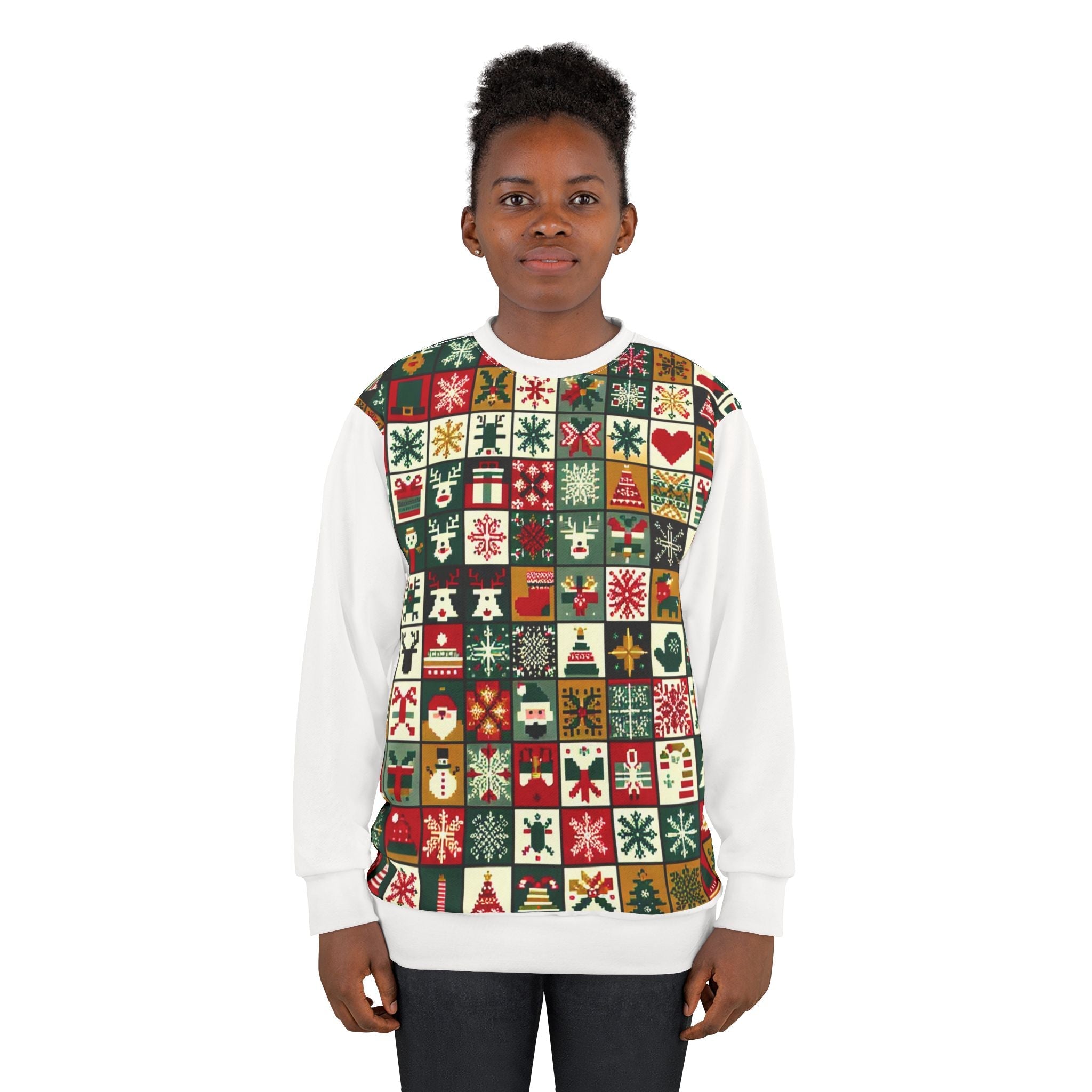 Christmas Squares Sweatshirt Enchanted Yuletide Brilliance