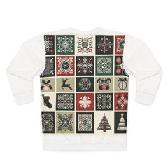 Christmas Sweatshirt Grid Print for Holiday Spirit
