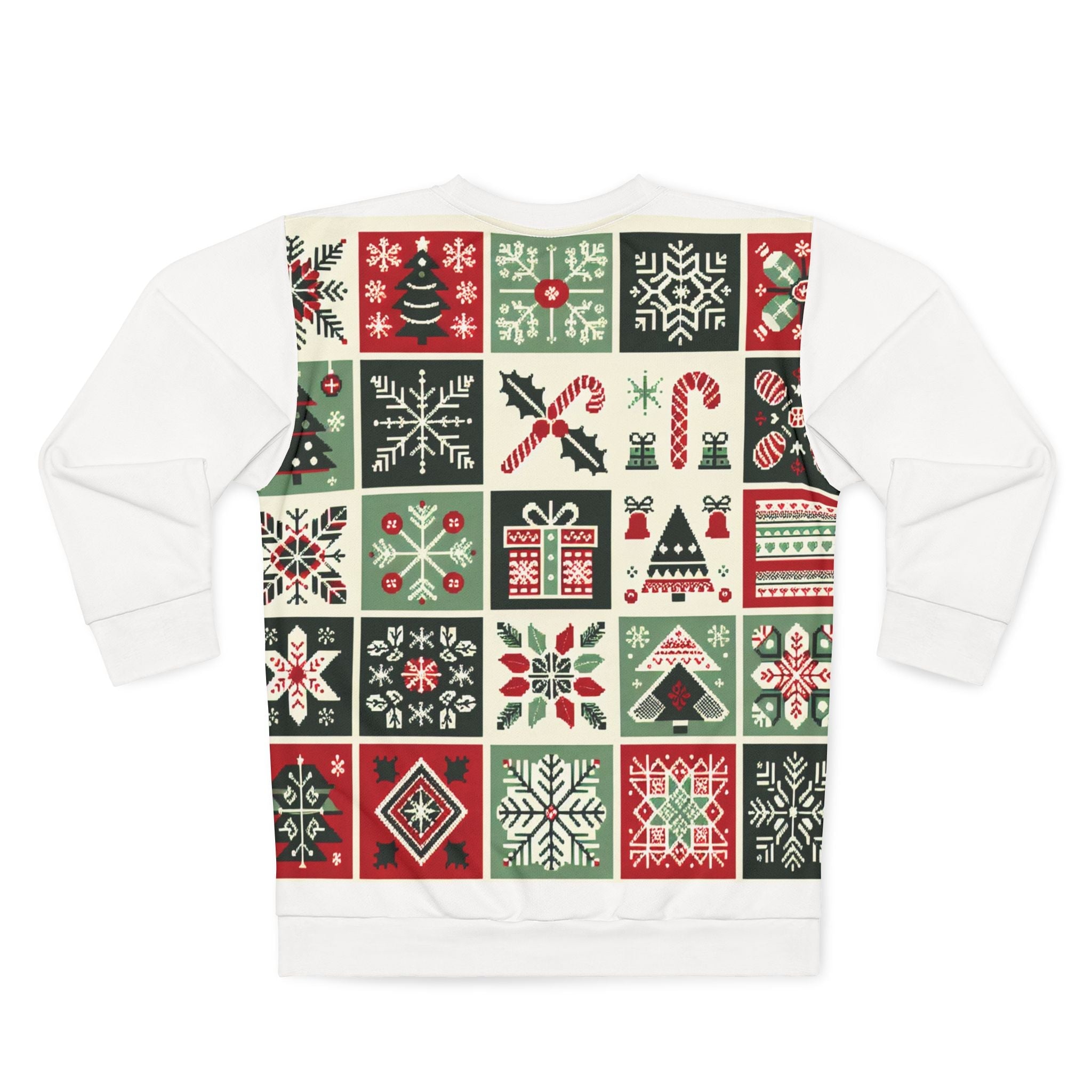 Christmas Sweatshirt Grid Print with Enchanting Holiday