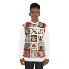 Christmas Sweatshirt Grid Print with Enchanting Holiday
