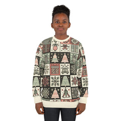 Christmas Sweatshirt with Enchanted Yuletide Line Art Prints