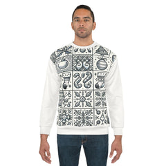 Christmas Sweatshirt with Festive Line Art Print