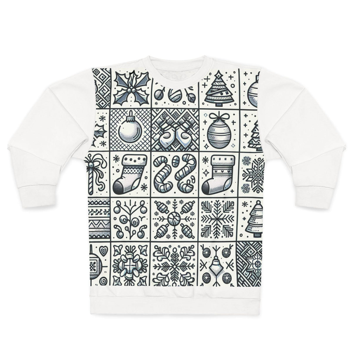 Christmas Sweatshirt with Festive Line Art Print XS