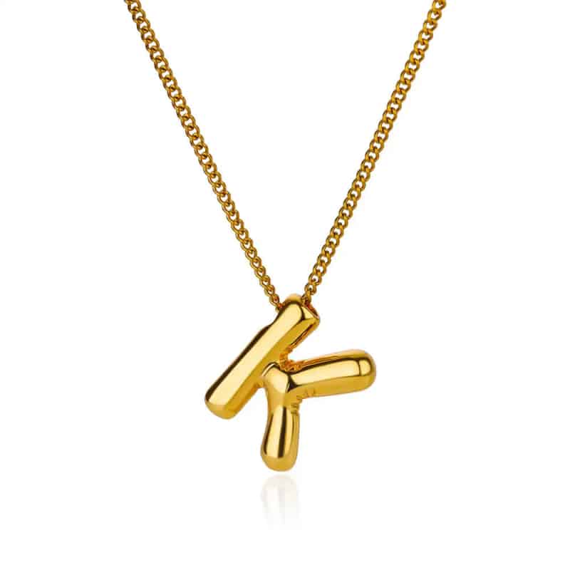 Chunky Alphabet Letter Initials Stainless Steel Plated