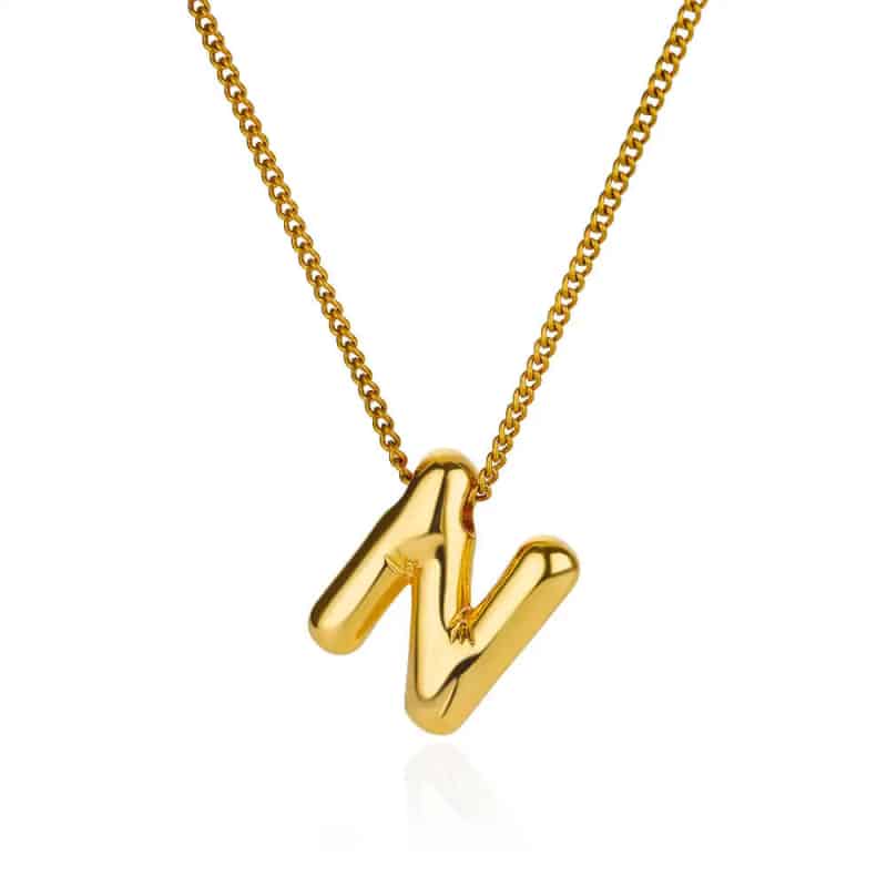 Chunky Alphabet Letter Initials Stainless Steel Plated