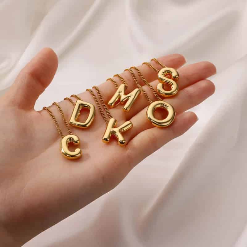 Chunky Alphabet Letter Initials Stainless Steel Plated