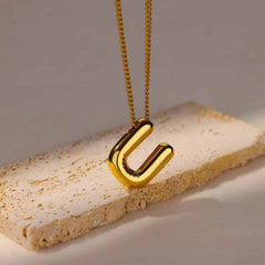 Chunky Alphabet Letter Initials Stainless Steel Plated