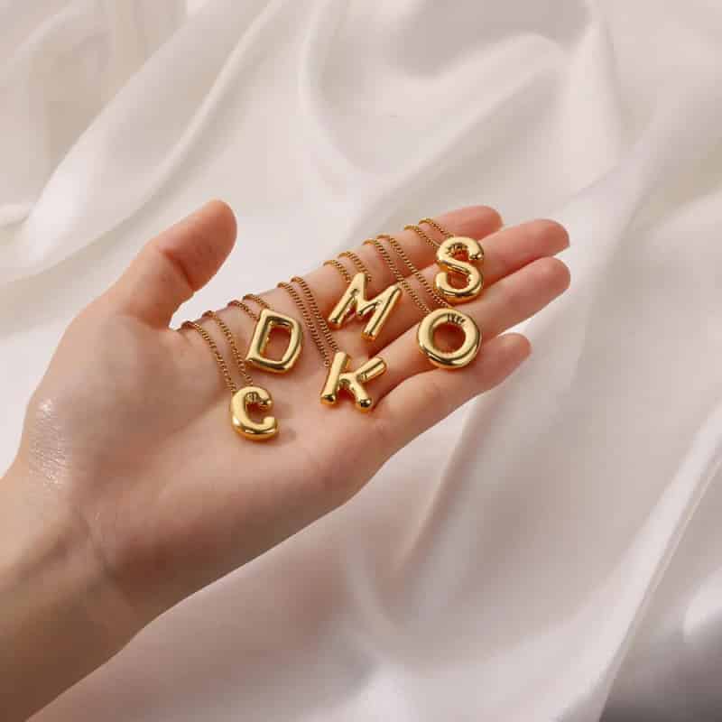 Chunky Alphabet Letter Initials Stainless Steel Plated