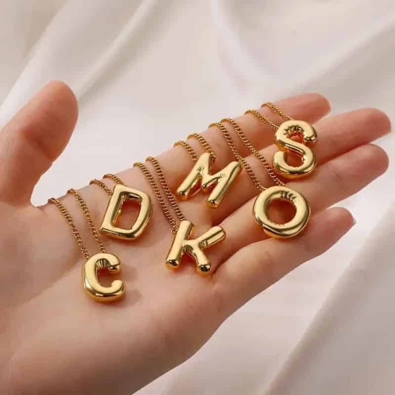 Chunky Alphabet Letter Initials Stainless Steel Plated