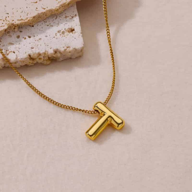 Chunky Alphabet Letter Initials Stainless Steel Plated