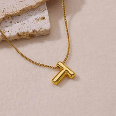 Chunky Alphabet Letter Initials Stainless Steel Plated