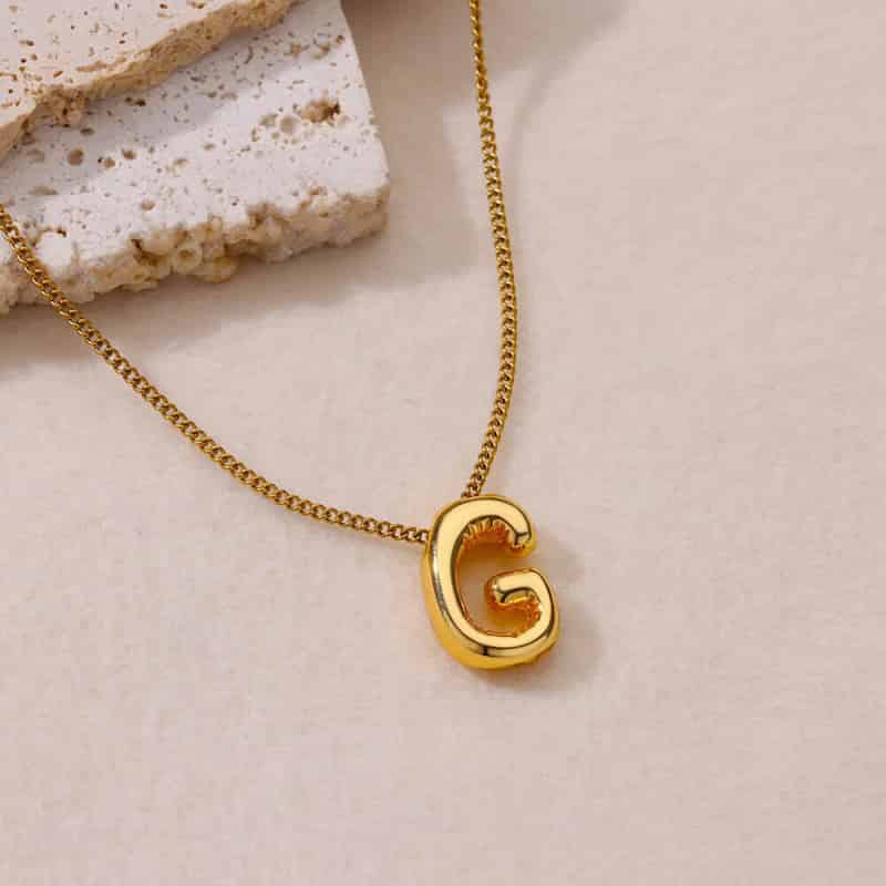 Chunky Alphabet Letter Initials Stainless Steel Plated