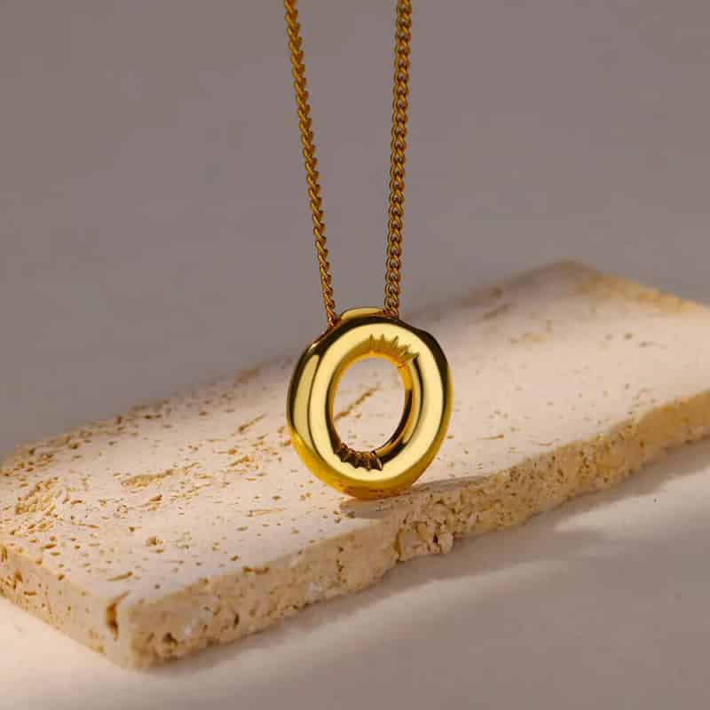 Chunky Alphabet Letter Initials Stainless Steel Plated